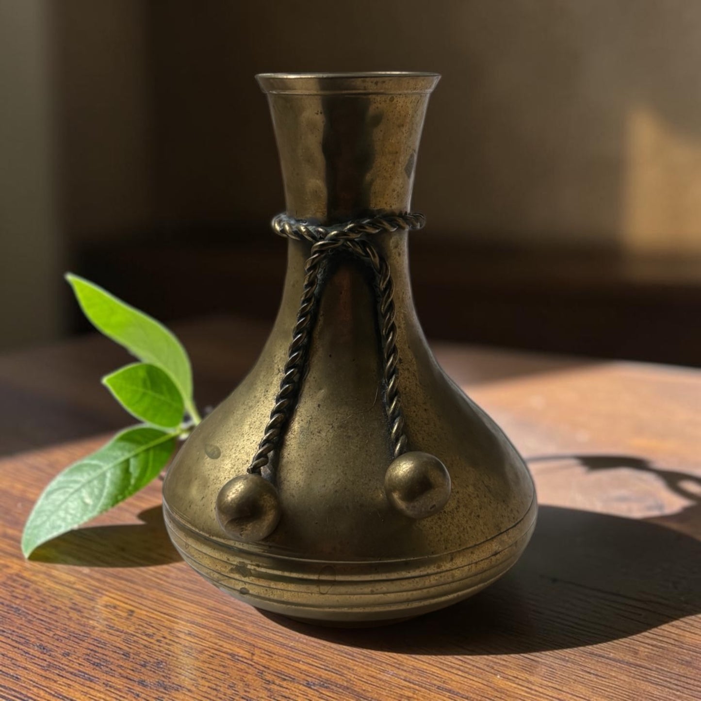 Vintage Brass Rope & Tassel Vase