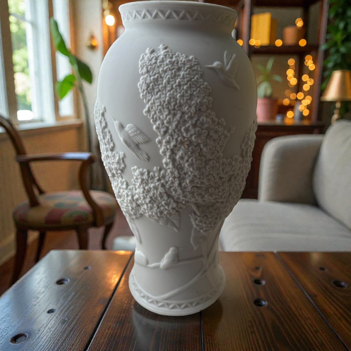 Cheryl Johnson Goebel Porcelain Vase – Lilacs & Songbirds