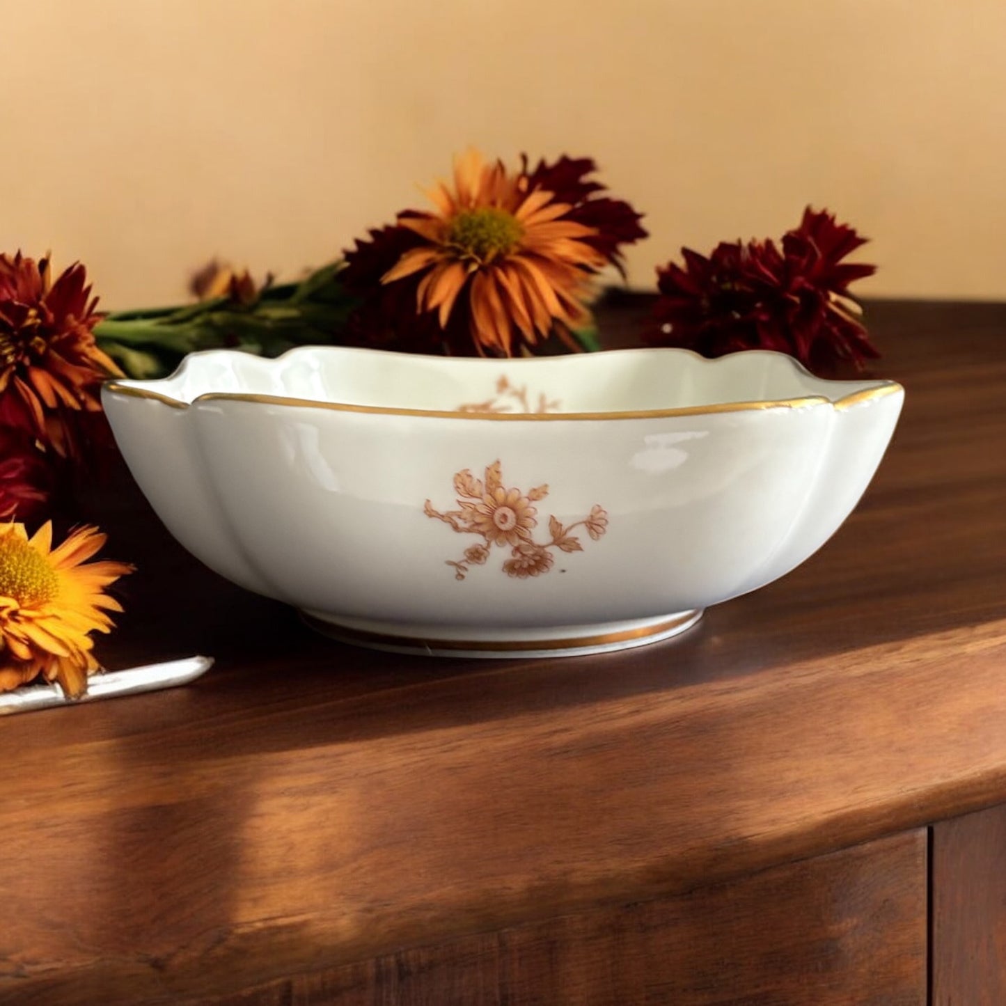 Vintage Limoges Porcelain Dish – Floral with Gold Trim