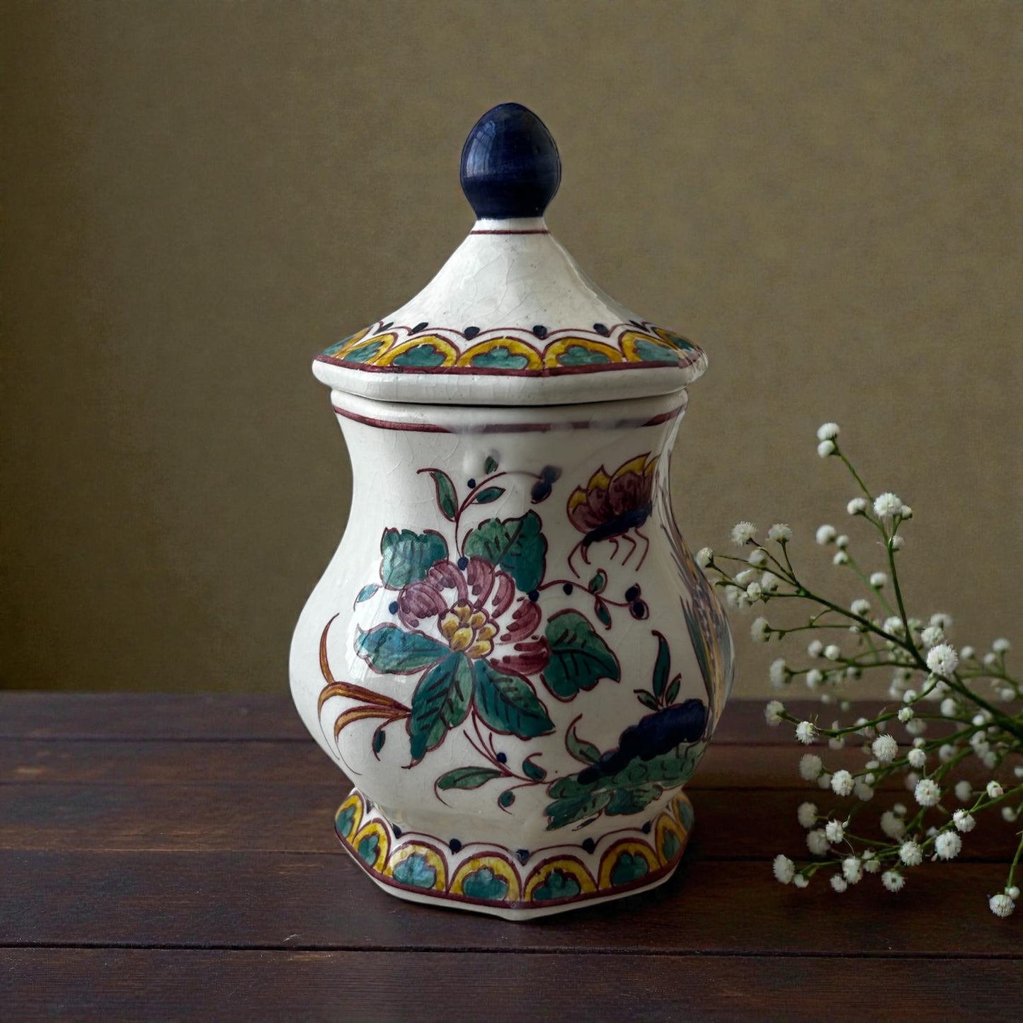 Hand-Painted Portuguese Small Vase Candle – Egyptian Warmth (4.5oz)