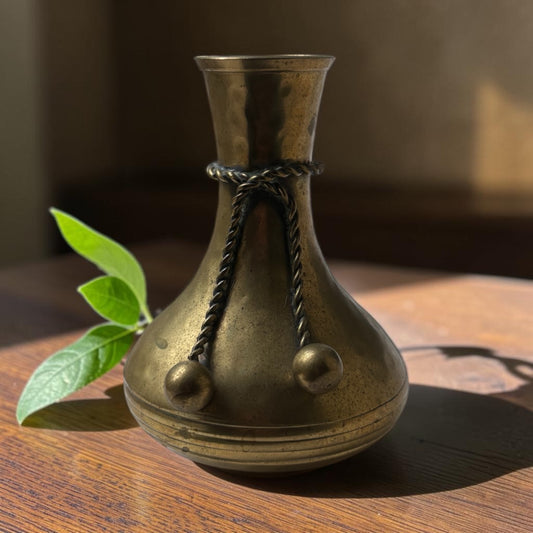 Vintage Brass Rope & Tassel Vase