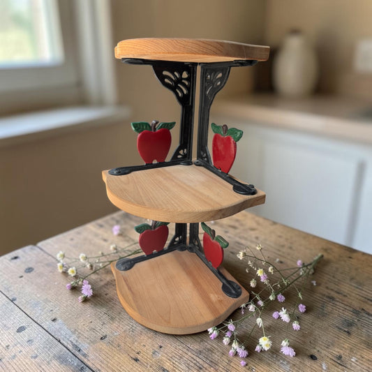 Vintage Three-Tier Apple Corner Shelf