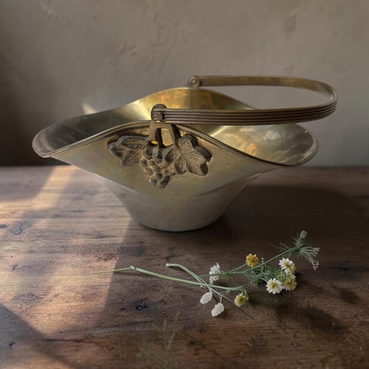 Vintage Brass Grape Harvest Basket