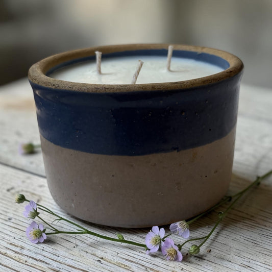 Vintage Two-Tone Stoneware Crock Candle- Garden Lilac (15.5oz)