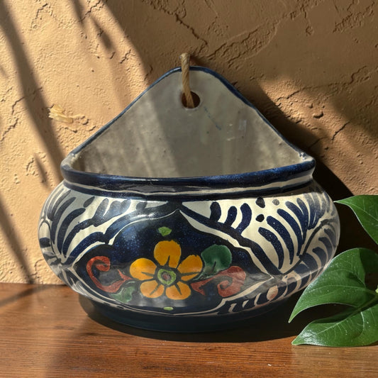 Hand-Painted Mexican Talavera Ceramic Wall Planter