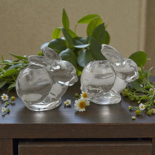 Clear Glass Bunny Candle Holders