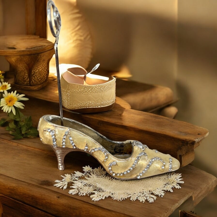 Gold High Heel Photo or Card Holder