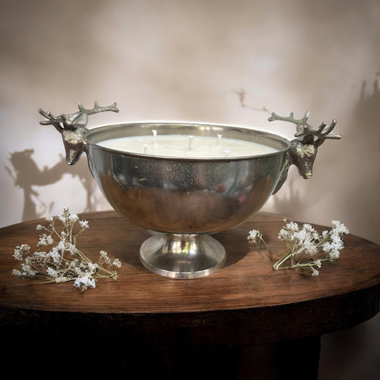 Silver-Plated Stag Head Bowl Candle – Mountain Trail (37oz)