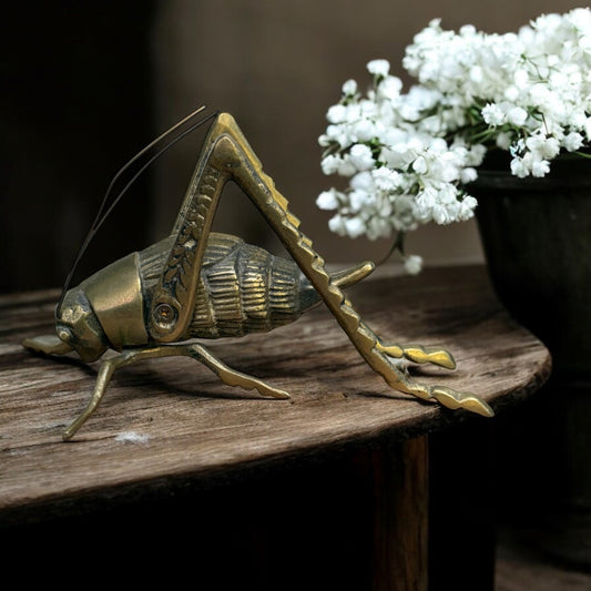 Vintage Brass Grasshopper Figurine