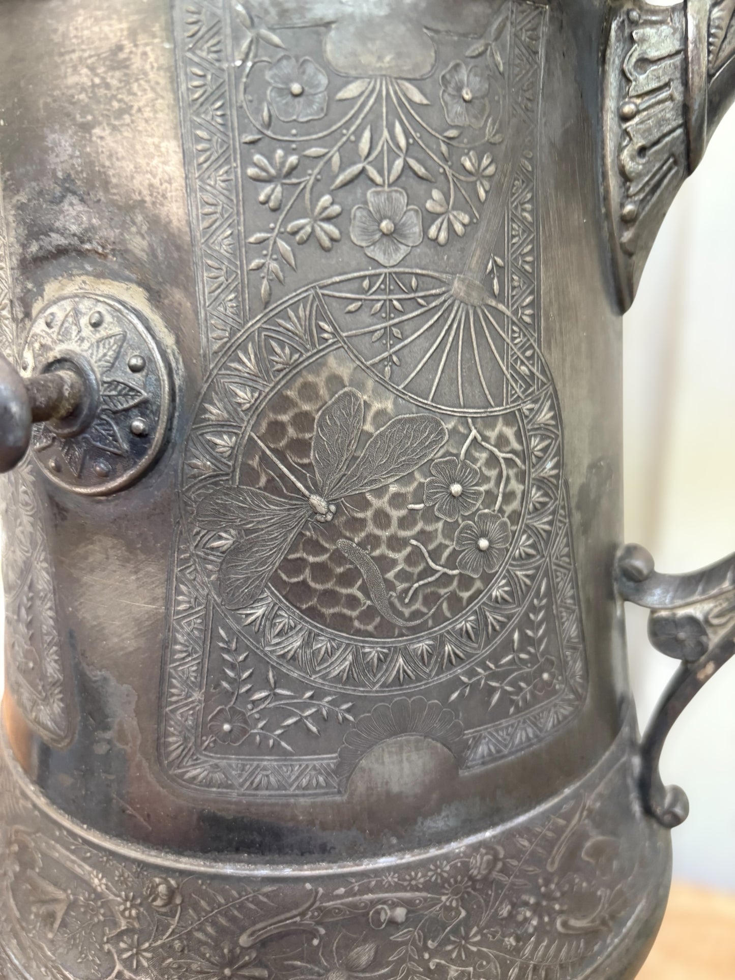 Antique Ornate Art Nuveau Quadruple Plate Coffee Pot/Pitcher