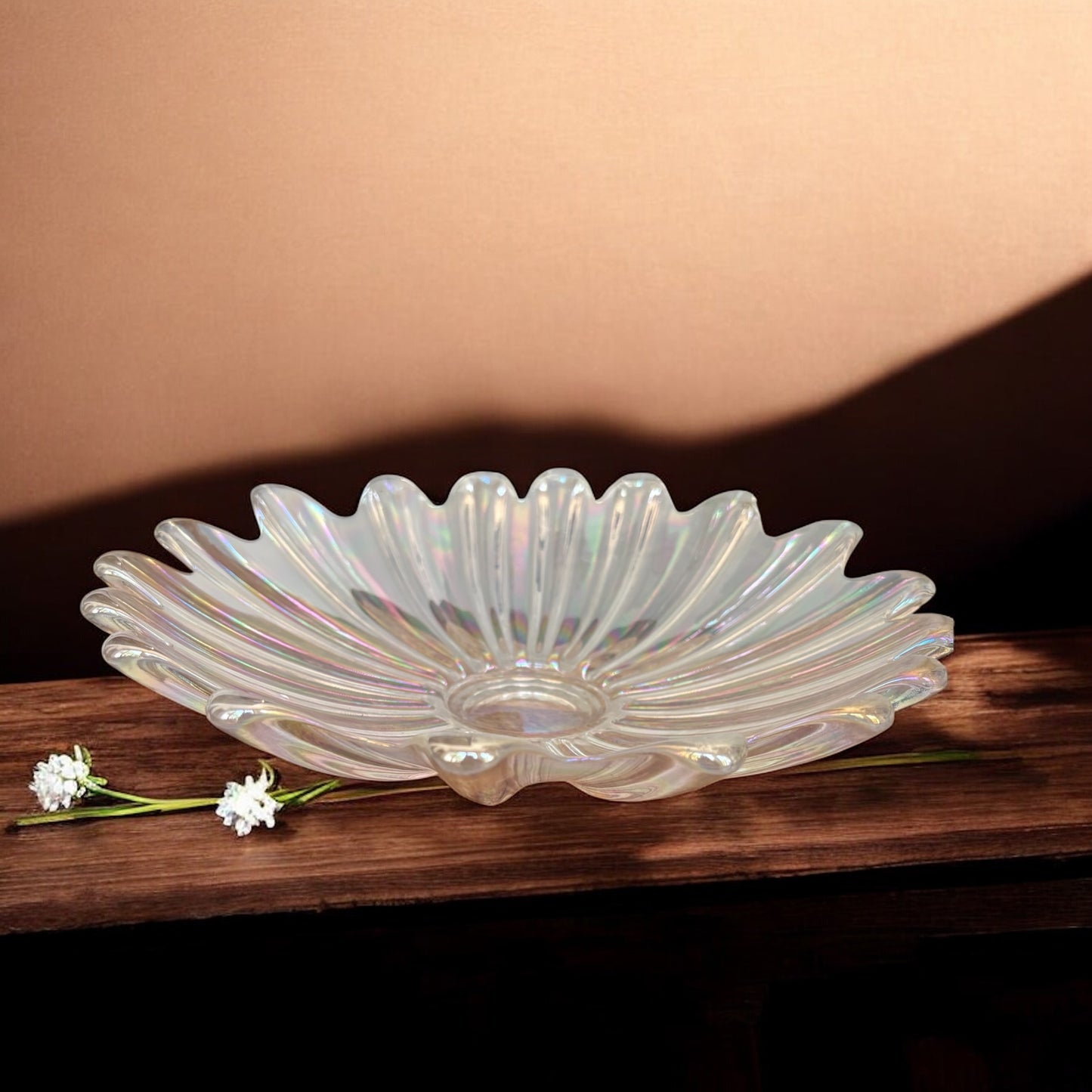 Iridescent Glass Daisy Plate