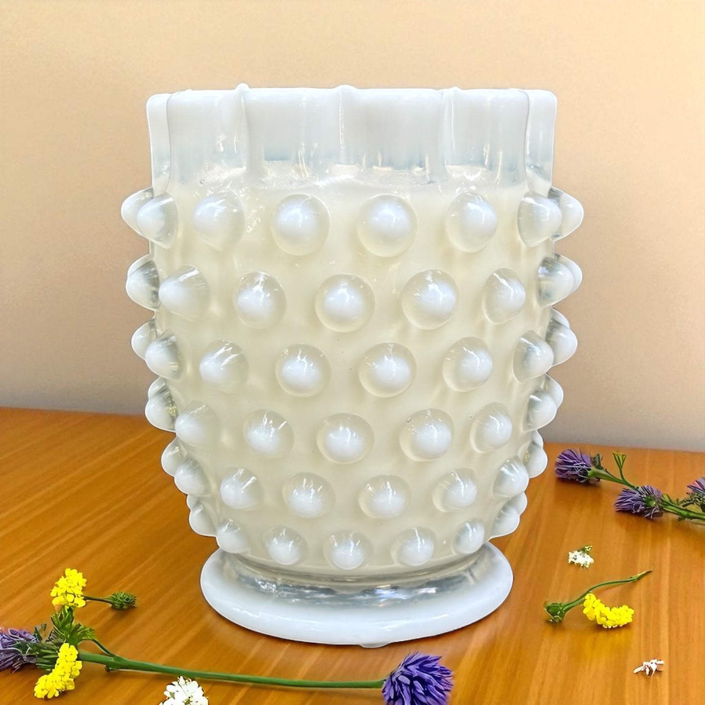 Vintage Elson Hobnail Dewdrop Ruffles Candle- Cinnamon Spiced Vanilla (11 oz) (Fall Scent)