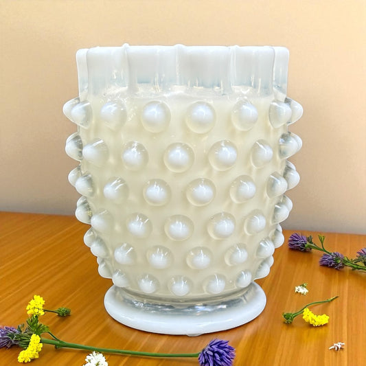Vintage Elson Hobnail Dewdrop Ruffles Candle- Cinnamon Spiced Vanilla (11 oz) (Fall Scent)