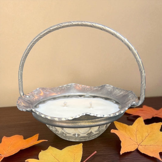 Farber & Shlevin Hammered Aluminum Thumbprint Basket Candle – Harvest Gathering (6.5oz)